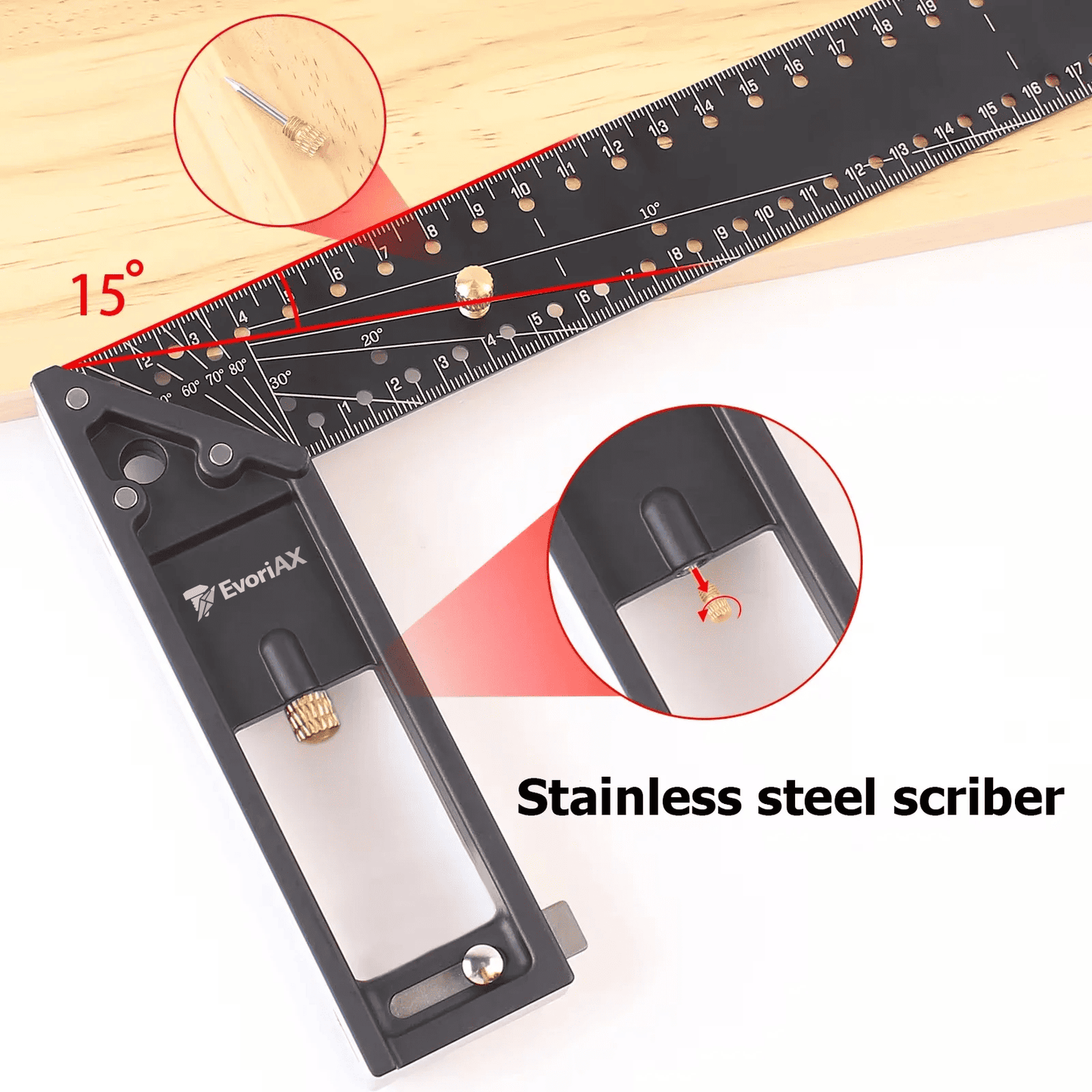 EvoriAX™ Precision Angle Woodworking Ruler